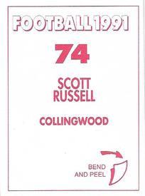 1991 Select AFL Stickers #74 Scott Russell Back